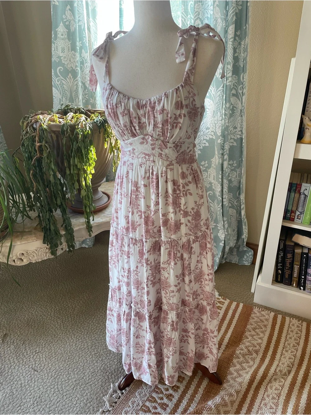 Trixxi cottagecore pink rose pattern maxi dress - Picture 1 of 10